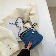 Mini Diamond Pattern Chain Bag Female Messenger Bag Bucket Box Bag