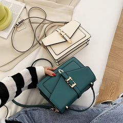 Mini Lock Flap Bag PU Leather Shoulder Bags for Women Panelled Ladies Crossbody