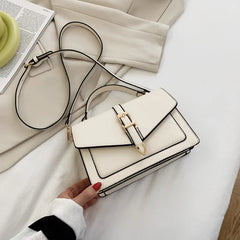 Mini Lock Flap Bag PU Leather Shoulder Bags for Women Panelled Ladies Crossbody