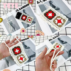 Mini Flower Knitting Phone Bag Women Crossbody Bags Crochet Shoulder Bag