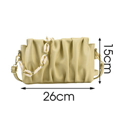 Mini Folds PU Leather Crossbody Bags For Women Ladies Solid Chain Shoulder Bag