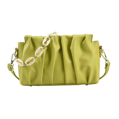 Mini Folds PU Leather Crossbody Bags For Women Ladies Solid Chain Shoulder Bag