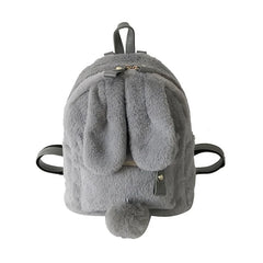 Mini Furry Fluffy Plush Rabbit Ear Backpack Girls Shoulder Bag