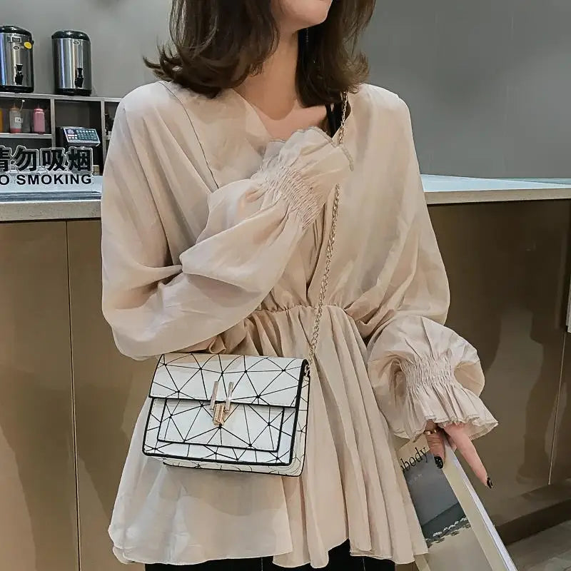 Geometric Clutch Chain Crossbody Bags Women Shoulder Messenger Small Square Bags