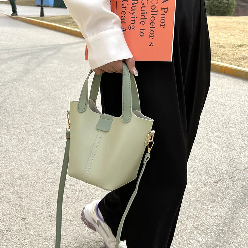 Mini Handbags Contrast Bucket Bag Female Shoulder Crossbody Bags Set