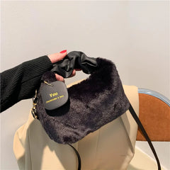 Mini Handbags for Women Winter Tote Ladies Crossbody Bag Solid High-capacity