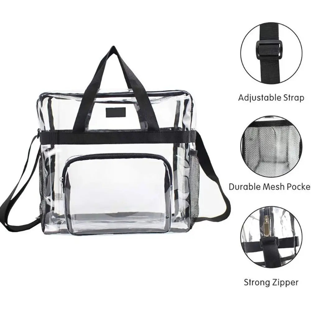 Large Capacity Clear Backpack Front Pocket Transparent Purse Shoulder Bag