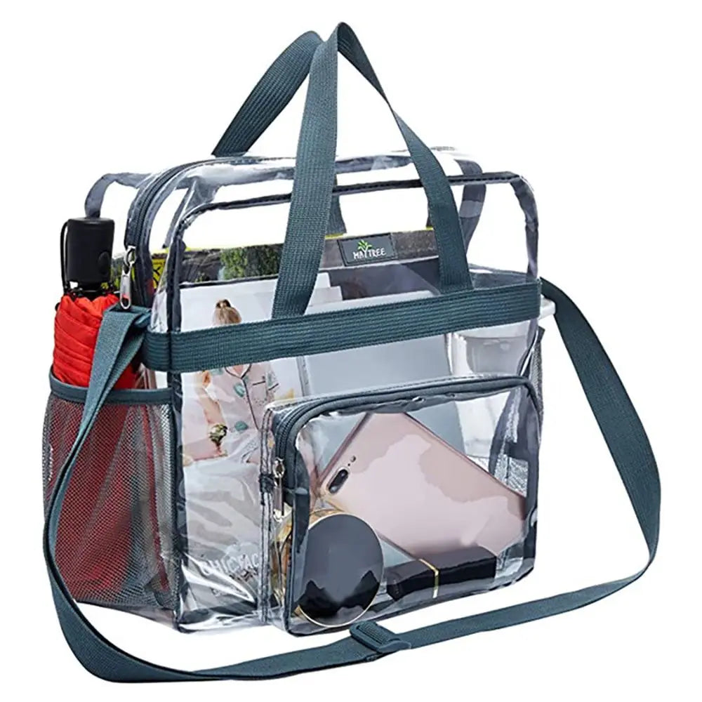 Large Capacity Clear Backpack Front Pocket Transparent Purse Shoulder Bag