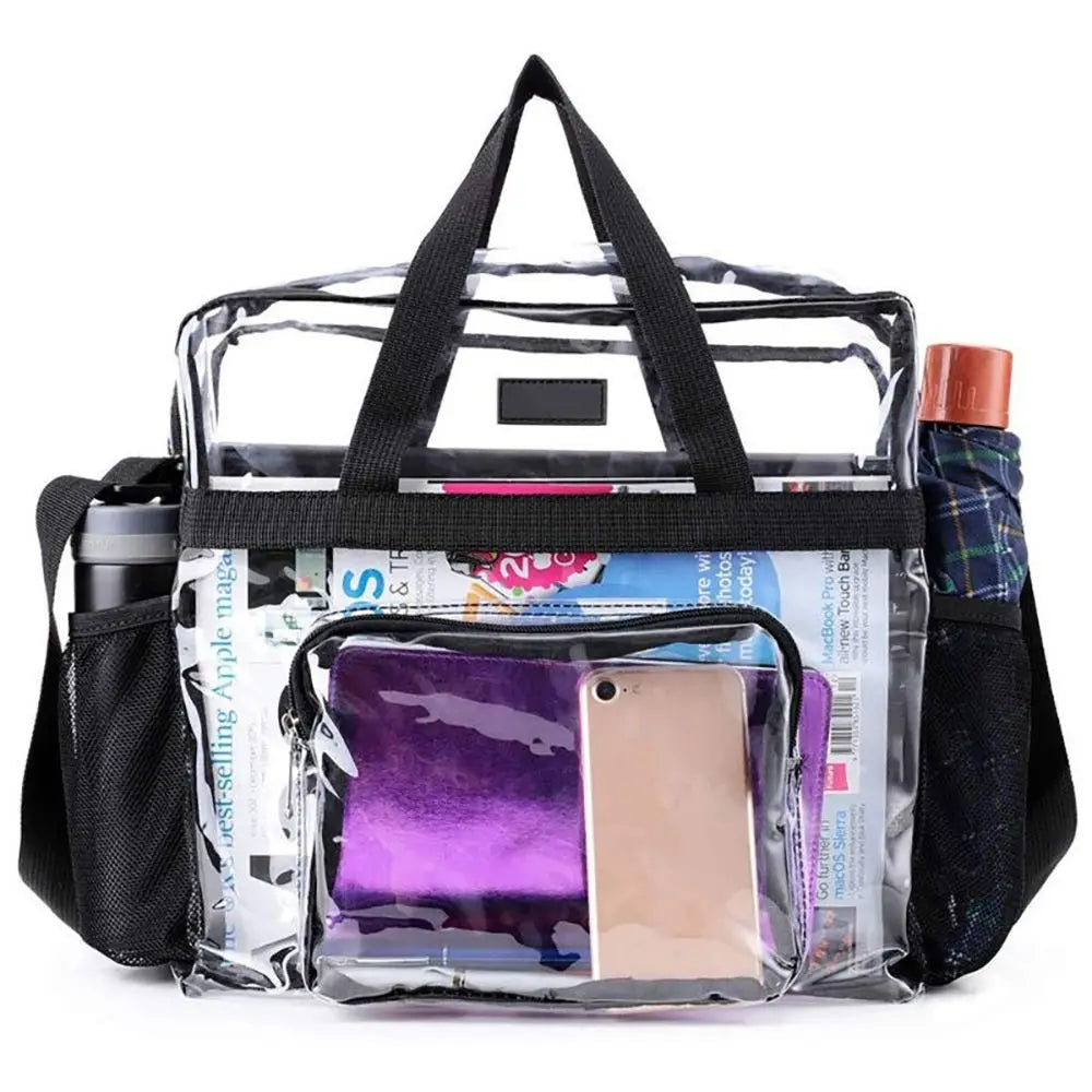 Large Capacity Clear Backpack Front Pocket Transparent Purse Shoulder Bag