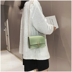 Green Leather Crossbody Bag Chain Shoulder Messenger Lady Travel Purse
