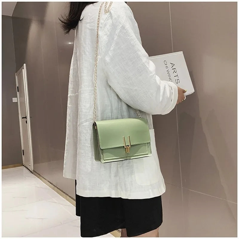Leather Crossbody Bag Women Chain Shoulder Messenger Bag