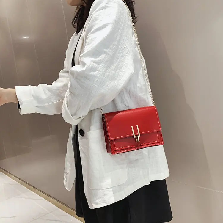 Leather Crossbody Bag Women Chain Shoulder Messenger Bag