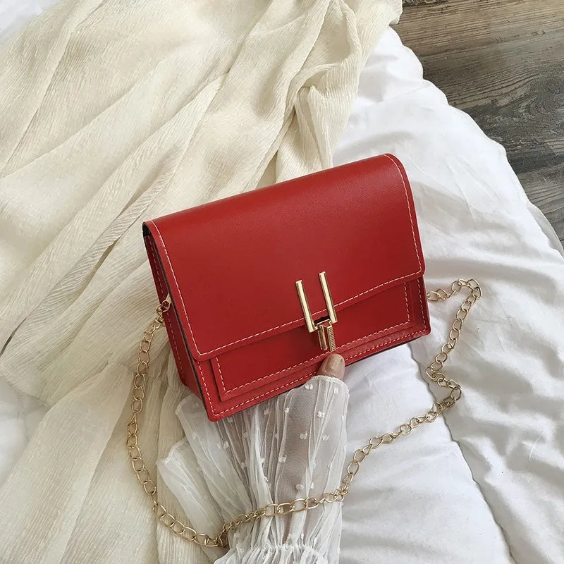 Leather Crossbody Bag Women Chain Shoulder Messenger Bag