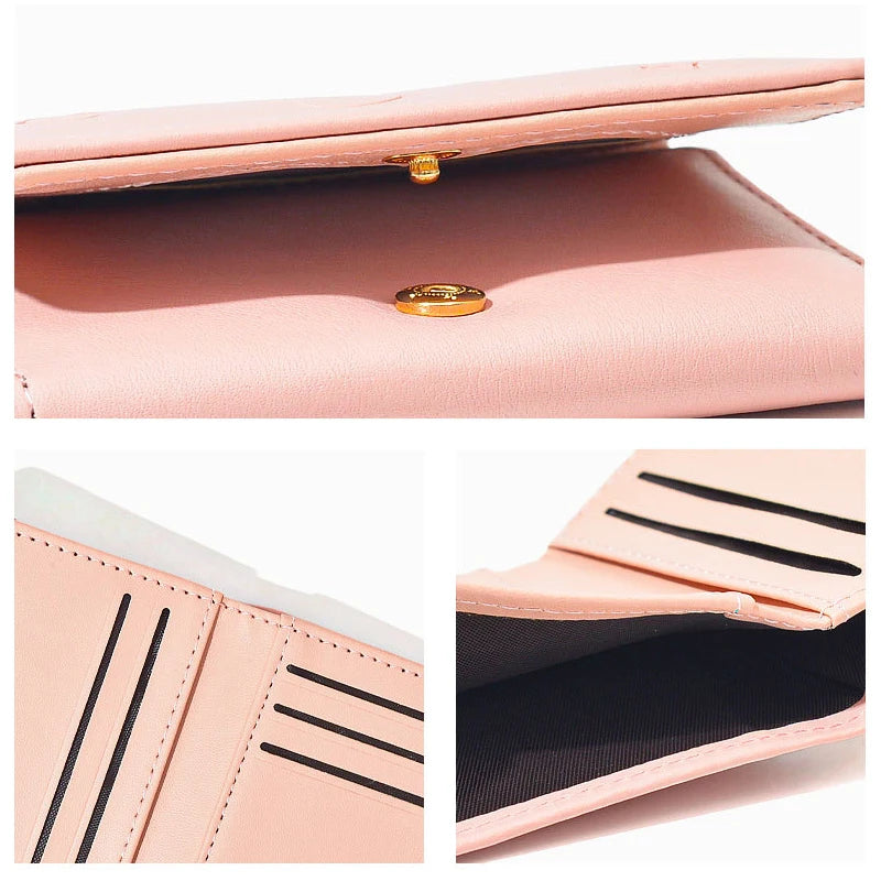 Mini Leather Women Small Wallets Short Purse ID Bag Card Holder Coin Purse