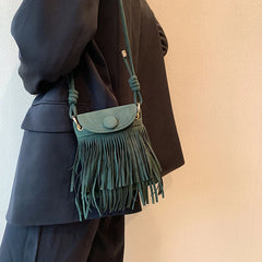 Nubuck Leather Tassel Mini Messenger Bag
