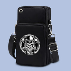 Mini Phone Wallet Outdoor Arm Bag Skull Print Case for iPhone Xiaomi Universal