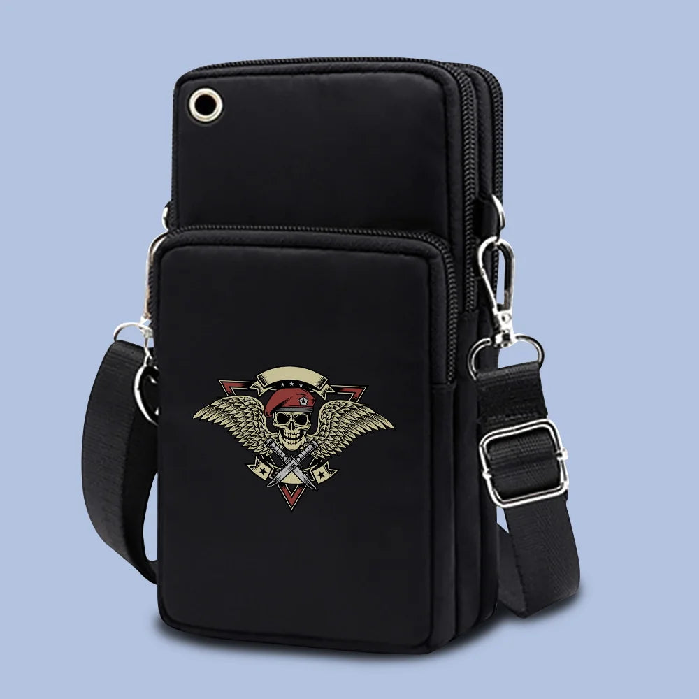Mini Phone Wallet Outdoor Arm Bag Skull Print Case for iPhone Xiaomi Universal