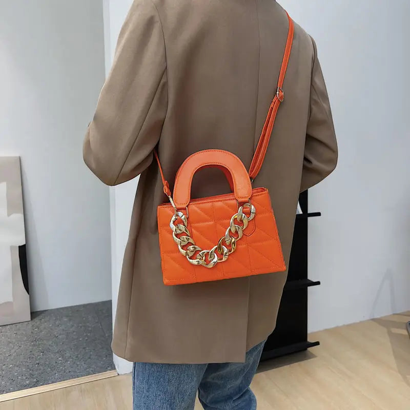 Mini Orange Tote Bags For Women Red Purses Ladies Leather