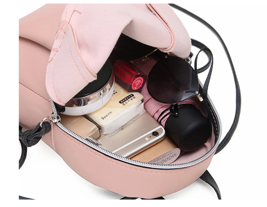 Mini PU Leather Backpack Small Shoulder Bag for Teenage Girls