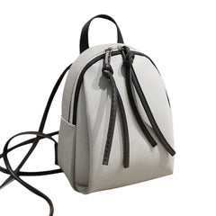 Mini PU Leather Backpack with Tassel Zipper for Teen Girls