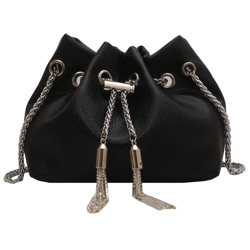 Mini PU Leather Bucket Bag Summer Shoulder Crossbody Handbag Female Totes