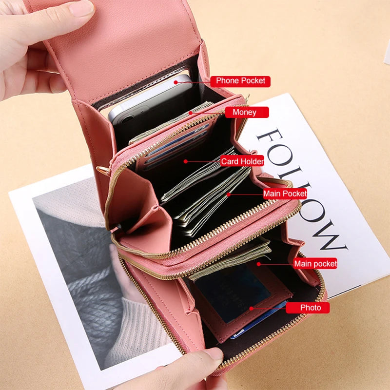 Mini PU Leather Phone Crossbody Bag for Women Touch Screen Purses