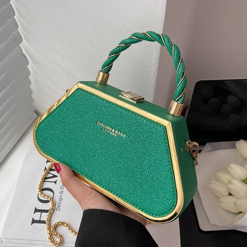 Mini PU Leather Y2k Box Chain Crossbody Shoulder Tote Bag