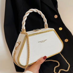 Mini PU Leather Y2k Box Chain Crossbody Shoulder Tote Bag