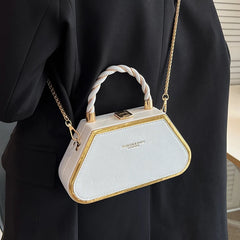 Mini PU Leather Y2k Box Chain Crossbody Shoulder Tote Bag