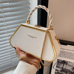 Mini PU Leather Y2k Box Chain Crossbody Shoulder Tote Bag
