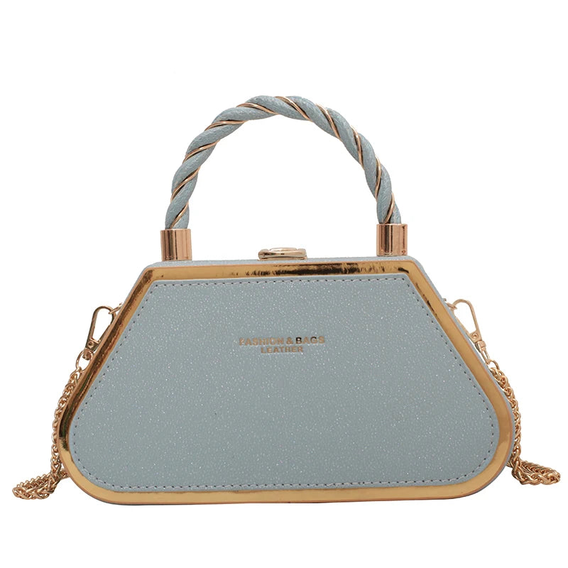 Mini PU Leather Y2k Box Chain Crossbody Shoulder Tote Bag