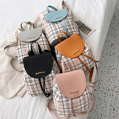 Mini Plaid Backpack Women's Faux Leather Bag