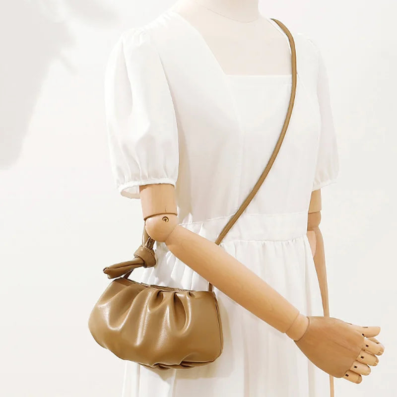 Mini Pleated Shoulder Bag Small Crossbody Bags With Short Handle