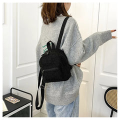 Mini Plush Backpack for Women Girls Soft Autumn Winter Daypack