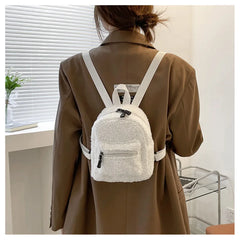 Mini Plush Backpack for Women Girls Cute Daypack