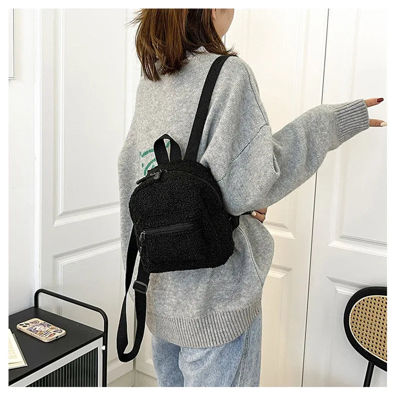 Mini Plush Backpack for Women and Girls