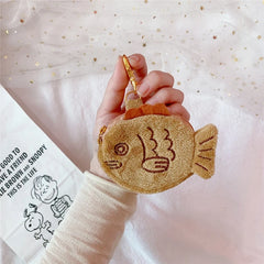 Mini Plush Fish Coin Zipper Bag Purse Wrist Wallet for Kids Girls