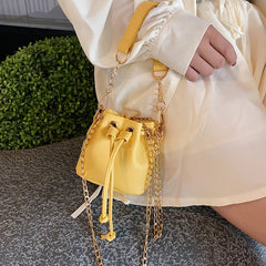 Mini PU Leather Bucket Bag Chain Crossbody Shoulder Messenger Lipstick Organizer