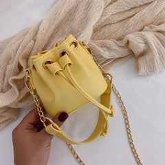 Mini PU Leather Bucket Bag Chain Crossbody Shoulder Messenger Lipstick Organizer