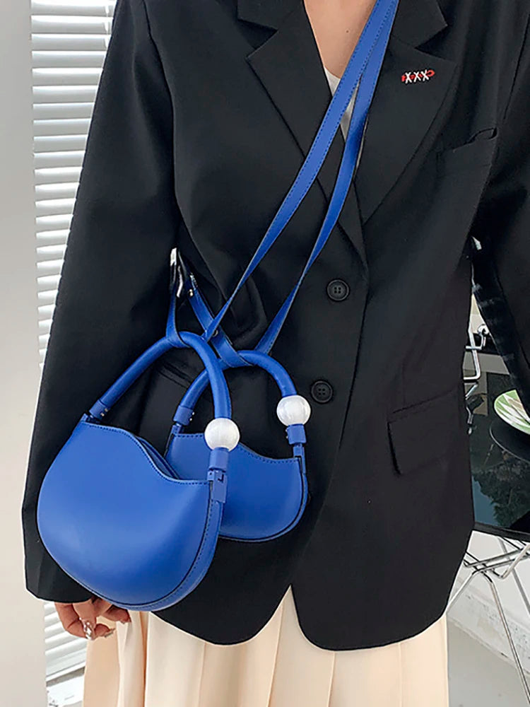 Mini Pu Leather Woman's Bag Tote Simple Handbag Underarm Crossbody Bags