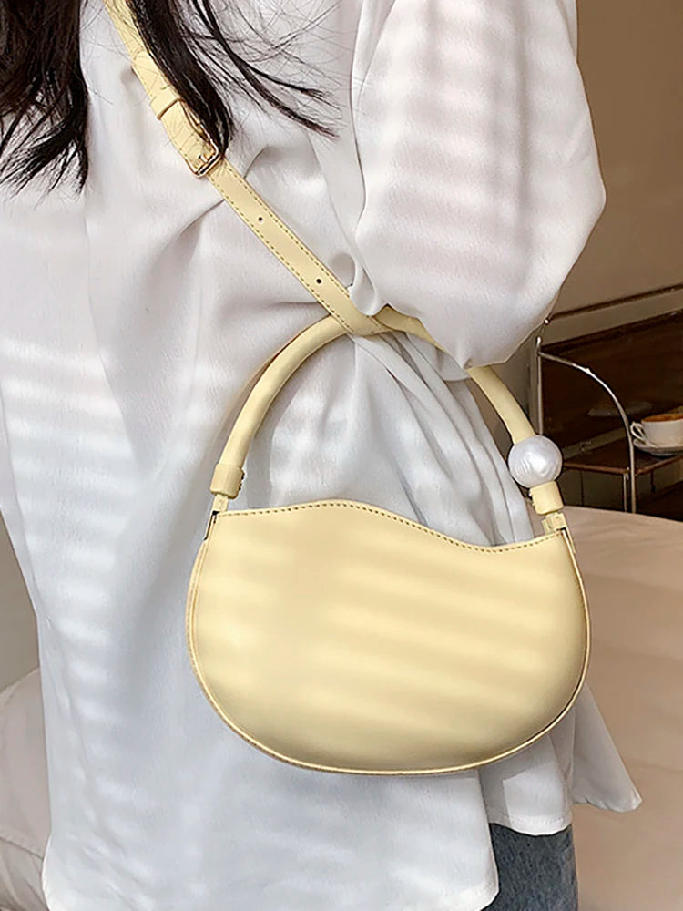Mini Pu Leather Woman's Bag Tote Simple Handbag Underarm Crossbody Bags