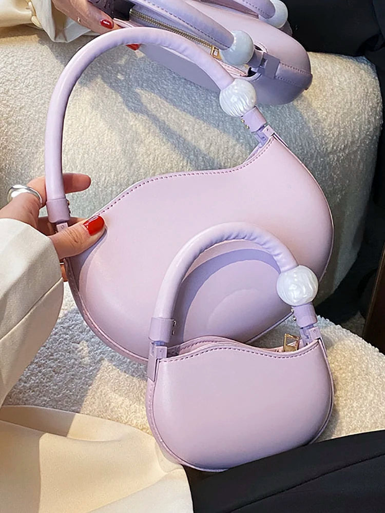Mini Pu Leather Woman's Bag Tote Simple Handbag Underarm Crossbody Bags