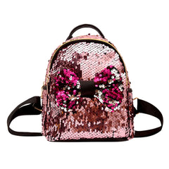 Mini Sequin Backpack Bowknot Zipper Handbag Travel Shining Teen Shoulder Bag