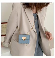 Mini Texture Small Bag Female Heart Chain Shoulder Messenger Bag