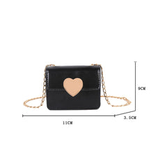 Mini Texture Small Bag Female Heart Chain Shoulder Messenger Bag