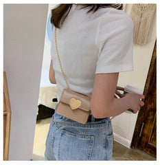 Mini Texture Small Bag Female Heart Chain Shoulder Messenger Bag