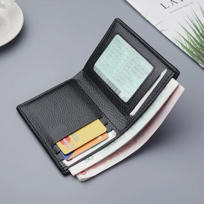 Mini Slim Wallet Male Partmon Casual Leather PU Portfel Purse