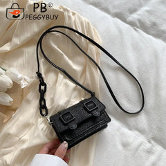 Mini Messenger Bags Women Acrylic Chain Purse with Belt Buckle Handbag