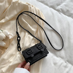 Mini Messenger Bags Women Acrylic Chain Purse with Belt Buckle Handbag