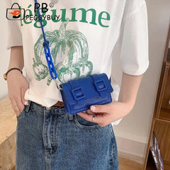 Mini Messenger Bags Women Acrylic Chain Purse with Belt Buckle Handbag